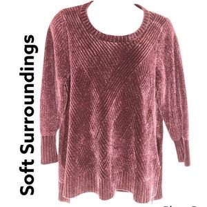 Soft Surroundings women purple soft knit sweater pull over style long sleeve 1X